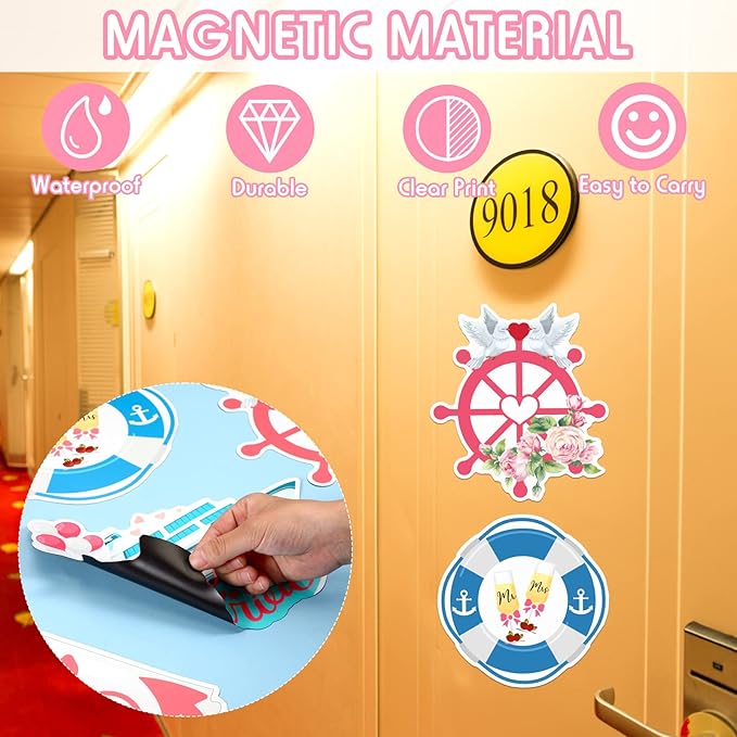 Xuhal 4 Pcs Just Married Cruise Door Decorations Wedding Honeymoon Cruise Door - Image 5