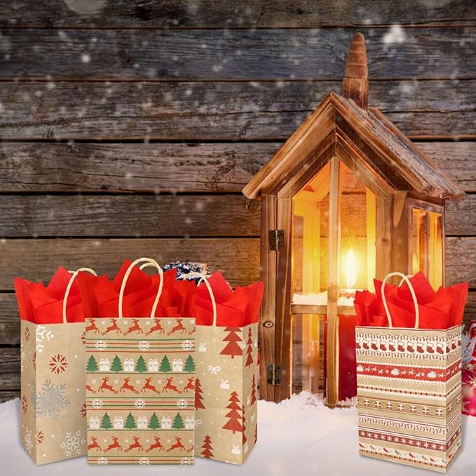 STPIYFZU Christmas Gift Bags, 25 Pack Small Christmas Gift Bags - Image 7