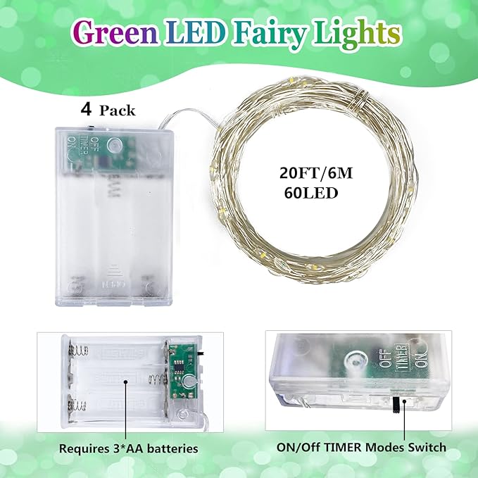 4 Pack 20FT 60LED Halloween Battery Operated Fairy Lights - Image 2