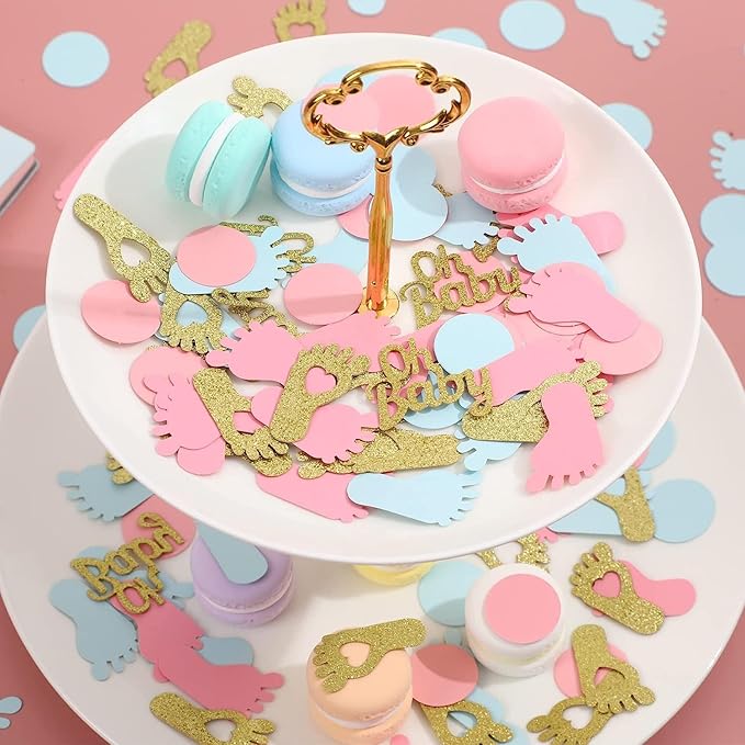 MARFOREVER 350 Pieces Gender Reveal Confetti Baby Shower Decoration Pink Blue - Image 7