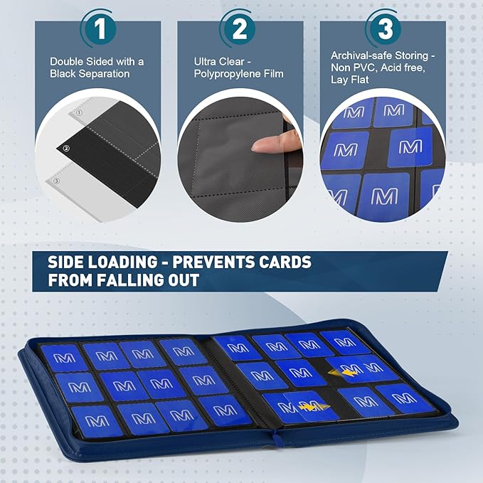 Premium Card Binder 12 Pocket for 720 Pockets Trading Card Binder, PU Zipper - Image 4