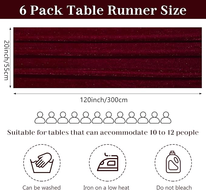 Velvet Table Runner 20 x 120 Inches 10ft Luxurious Thick Soft Velvet Christmas - Image 2