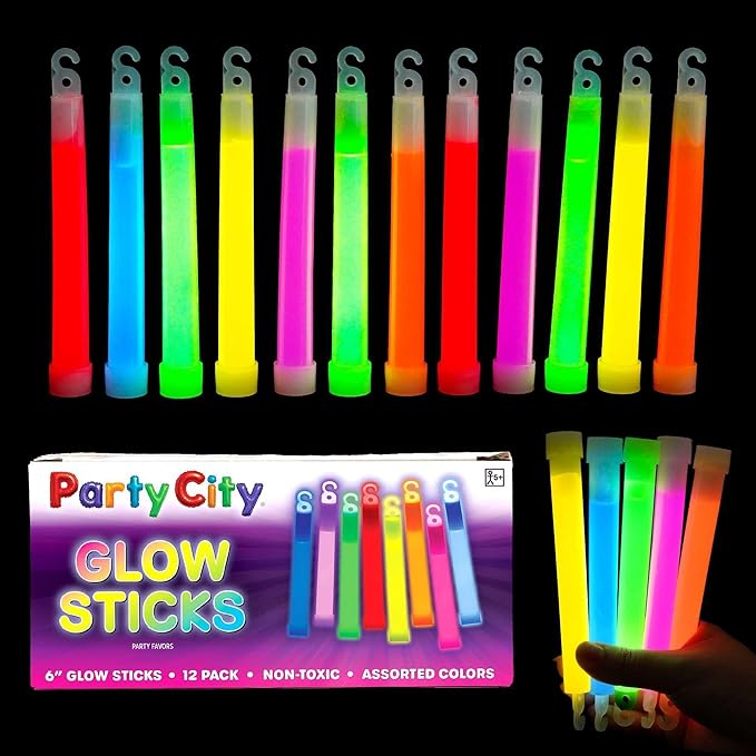 Party City Multicolor Glow Sticks Bulk Pack 6”- 12pk Glow in the Dark Sticks by PartyCity