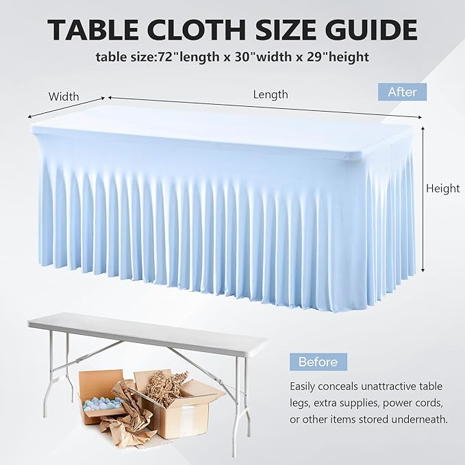 2 Pack Baby Blue Spandex Table Clothes - Image 3