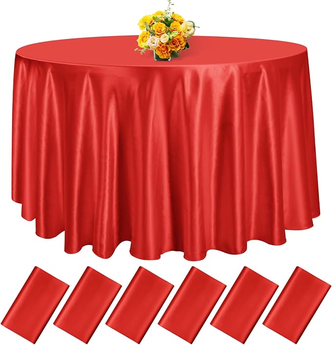 fani 6 Pack 108 Inch Red Satin Tablecloth by fani