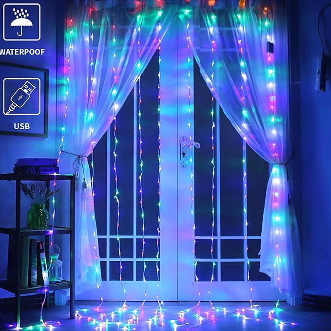 YEOLEH String Lights Curtain, USB Powered Fairy Lights - Image 2