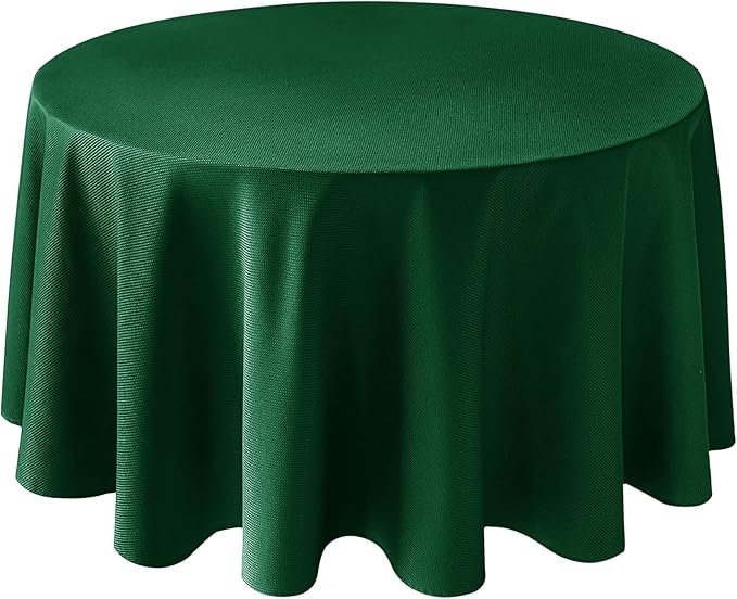 Biscaynebay Textured Fabric Christmas Round Table Cloth 90", Hunter Green Water by Biscaynebay