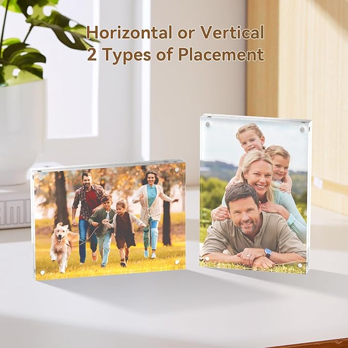 6x8 Acrylic Picture Frames, 20mm Thick Clear Frameless Magnetic Photo Frames - Image 3