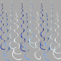 36 Pcs Blue Hanging Swirl Decorations Ombre Royal Blue White Felt Swirl by pinkblume