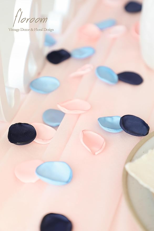 Floroom 300pcs Rose Petals Navy Blue Blush Faux Silk Flower Petals - Image 3