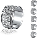 Silver Diamond Napkin Ring Set of 24 Rhinestone Crystal Glass Framed Napkin by RAYYXP