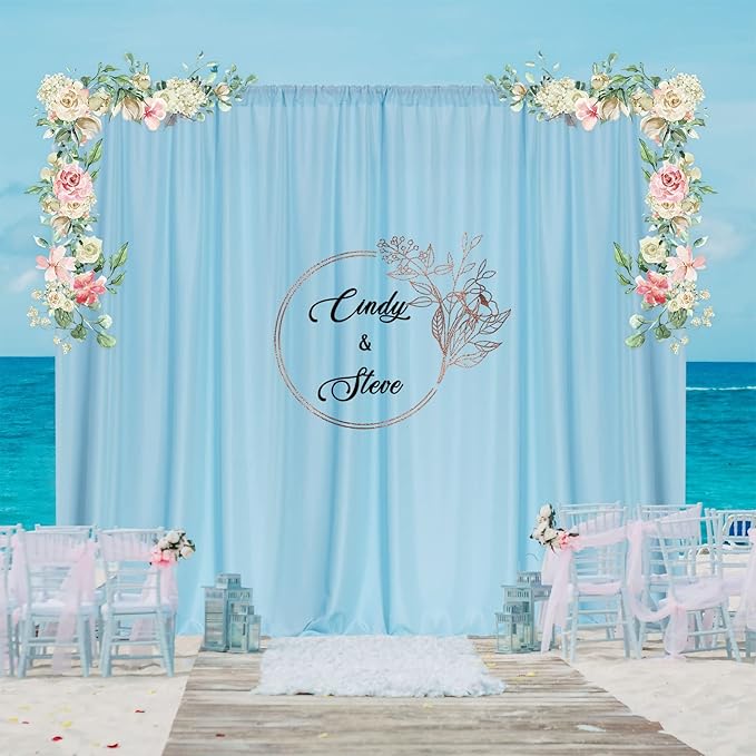 MYSKY HOME 20ft x 10ft Light Blue Backdrop Curtains - Image 3