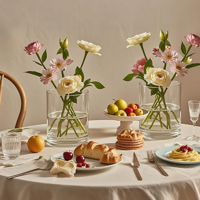 2Pcs Glass Cylinder Vases for Centerpieces - Image 7