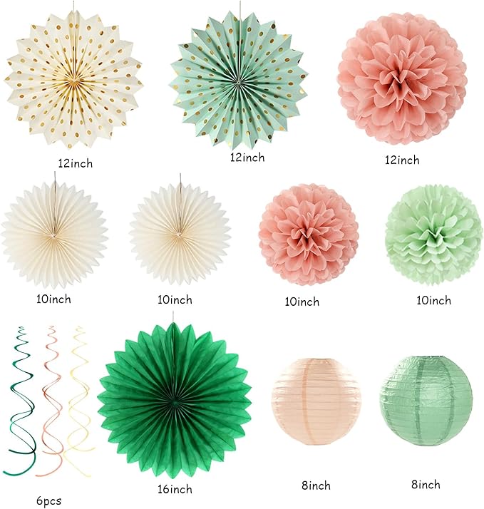 Sage-Olive Green Pink-Beige Boho Party-Decorations - Image 2