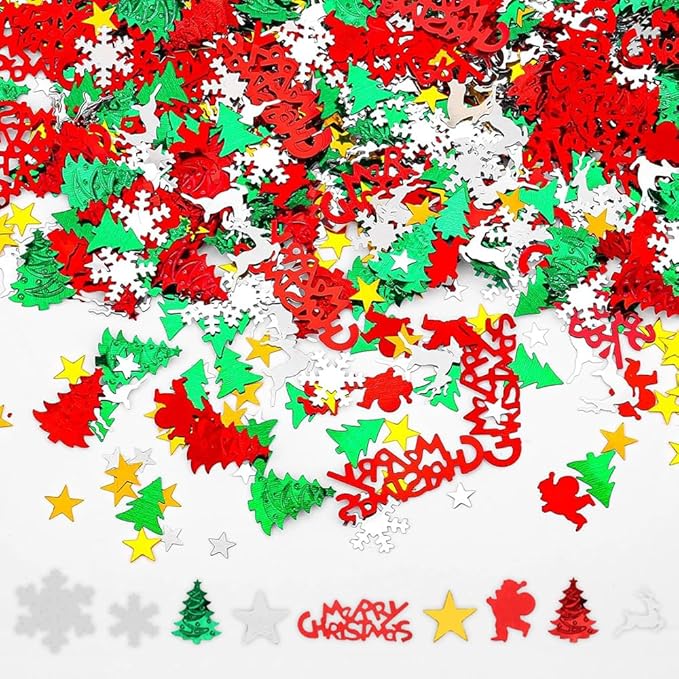 4800pcs Christmas Confetti, Xmas Table Confetti Snowflake Santa Claus Metallic by Unknown