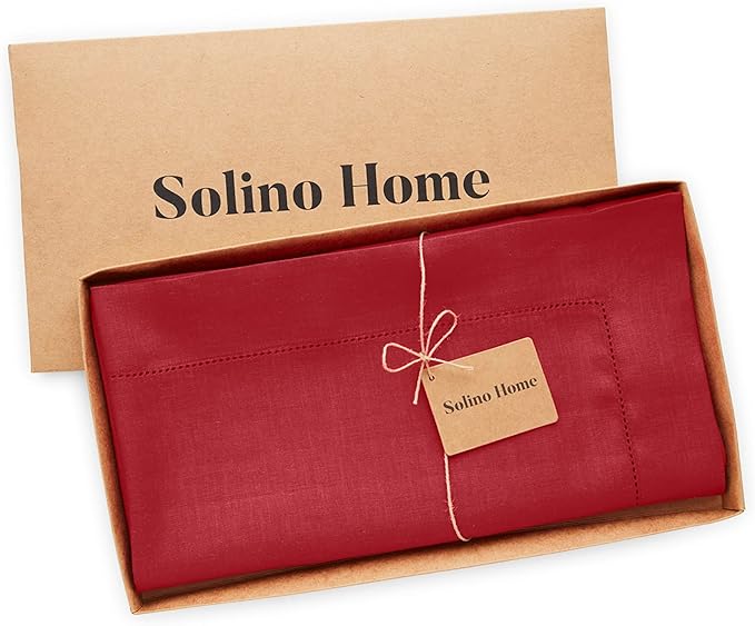 Solino Home Red Linen Tablecloth 52 x 52 Inch - Image 6