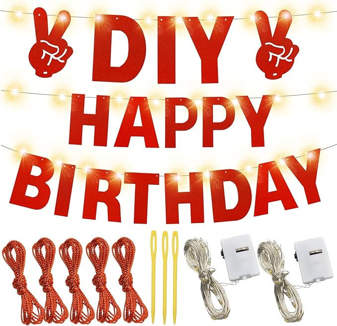167Pcs DIY Glitter Customizable Banner Kit Happy Birthday Custom Letter Banners - Image 3