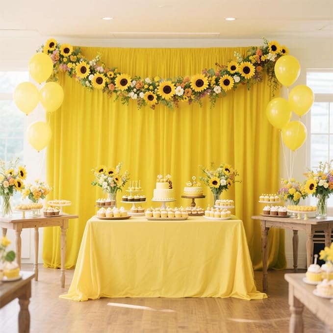 Sugargirl 10x10FT Yellow Backdrop Curtains Polyester Photo Backdrop Drapes - Image 3