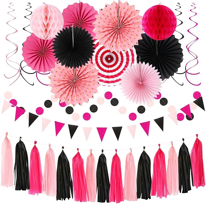 Hot-Pink Black Party-Decorations by Hugtmr