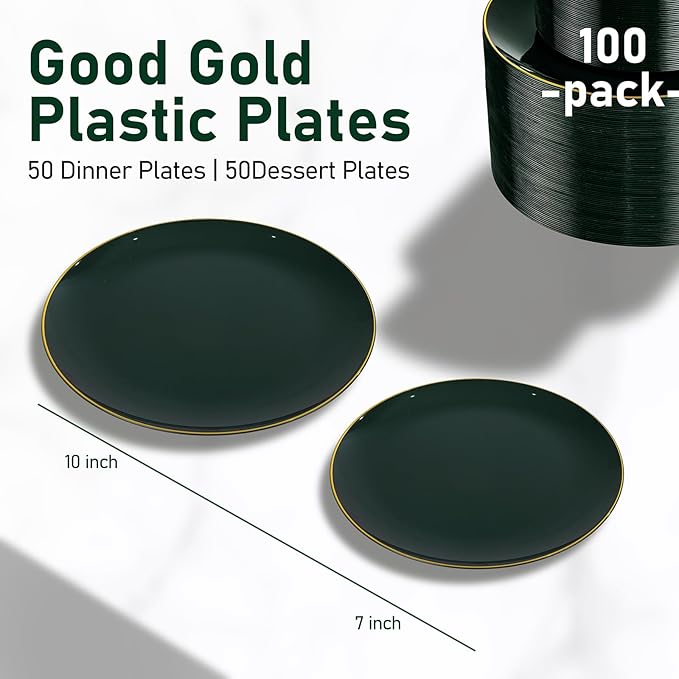 bUCLA 100PCS Green Plastic Plates - Image 2