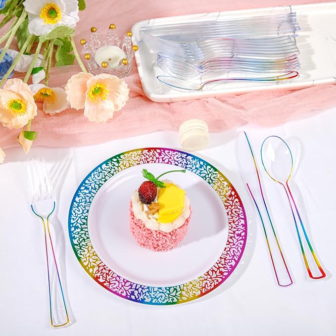 Supernal 120 PCS Clear Plastic Silverware Heavy Duty - Image 9