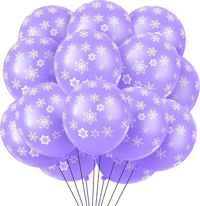 Skylety 40 Pieces Snowflake Balloons Bulk Winter Transparent Snowflake Latex by Skylety