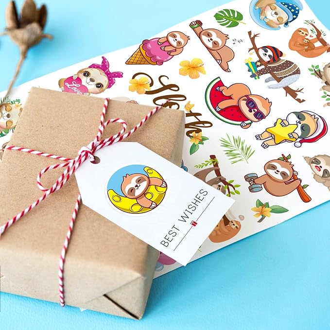 Cute Sloth Stickers Wild Jungle Forest Animal Decal Sticker 770 Counts Party - Image 3