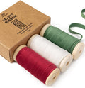 Vitalizart Christmas Velvet Ribbon Set 3/8" x 15 Yd Wooden Spool Fabric Trim 3 by Vitalizart