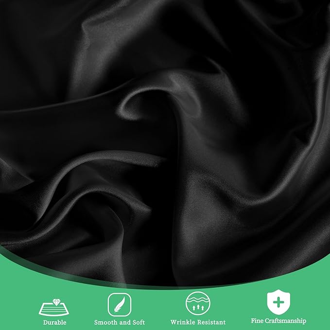 fani 12 Pack 108 Inch Black Satin Tablecloth - Image 4