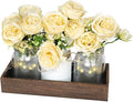 Champagne Floral Mason Jars for Centerpieces – Rustic Table Centerpiece by CNVOILA