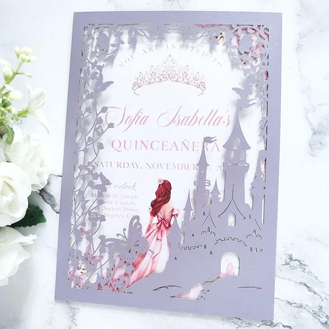 20PCS Castle Pocket Invitations, Quinceanera Invitations - Image 3