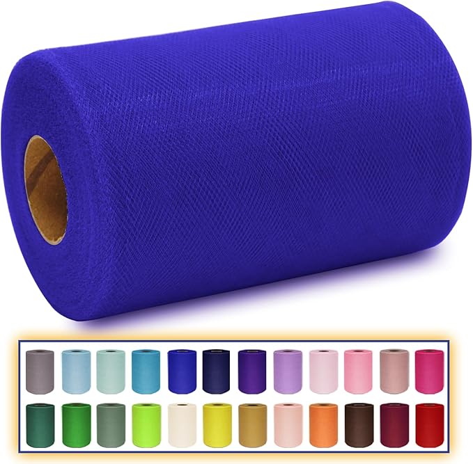 Royal Blue Tulle Fabric Roll 6 Inch X 300 FT Matte Tulle Ribbon Netting Mesh by MIGLORIA