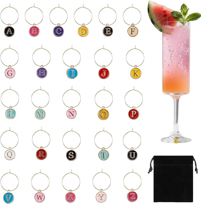 Wine Glass Charms Wine Charms for Stem Glasses Glass Markers Identifiers Tags by Libemskix