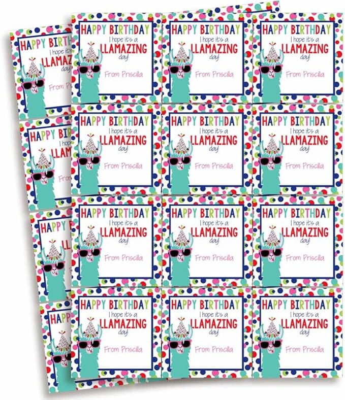 Custom & Personalized Llamazing Llama Happy Birthday Gift Tag Sticker Labels - Image 2