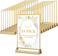 EHWINE 24 Pack Acrylic Sign Holder 5 x 7, Double Sided Gold Picture Frame Stand by EHWINE