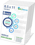 Acrylic Sign Holder 8.5 x 11, 6 Pack Slanted Back Sign Holders by Wbtran