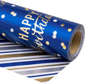 LeZakaa Reversible Blue Birthday Wrapping Paper Roll by LeZakaa
