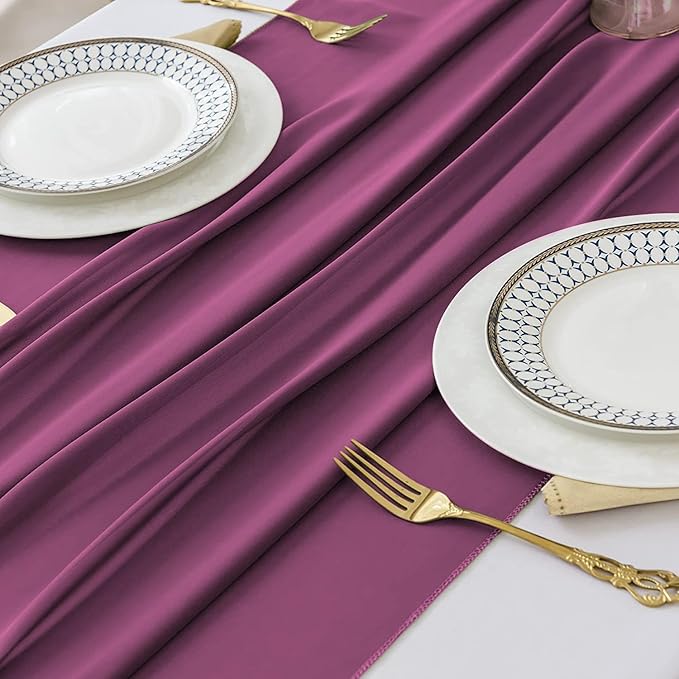 2 Pack 10 Ft Chiffon Table Runner Fuchsia Gauze Long Table Runners 27x120 - Image 5