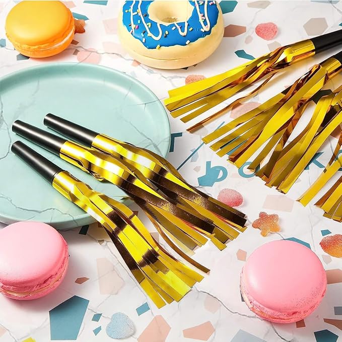 24pcs Party Blowers, Gilding Noisemakers Party Blowouts Squawkers Fringed Noise - Image 4