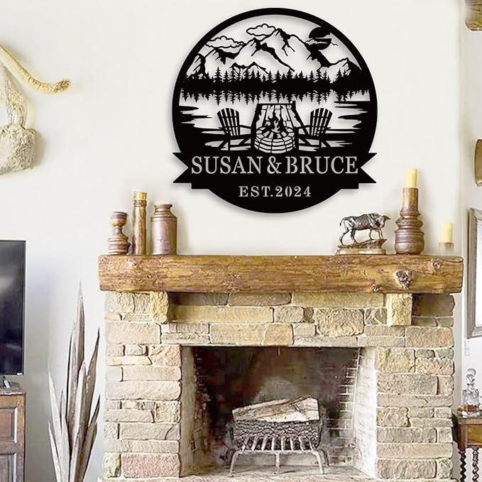 Custom Metal Family Name Sign, Custom Campfire Metal Name Sign, Campsite - Image 2
