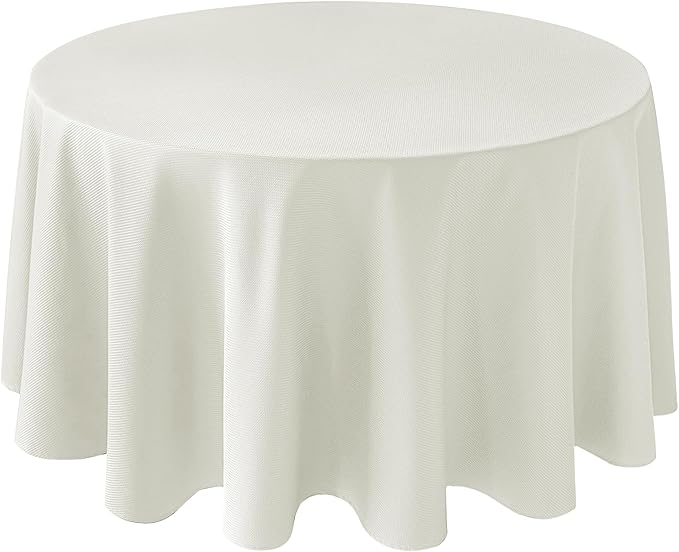 Biscaynebay Textured Fabric Round Tablecloths 90", Ivory Water Resistant by Biscaynebay