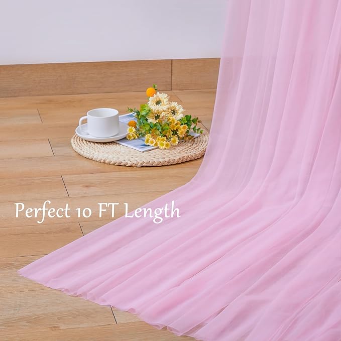 10x10 Pink Tulle Backdrop Curtains - Image 6