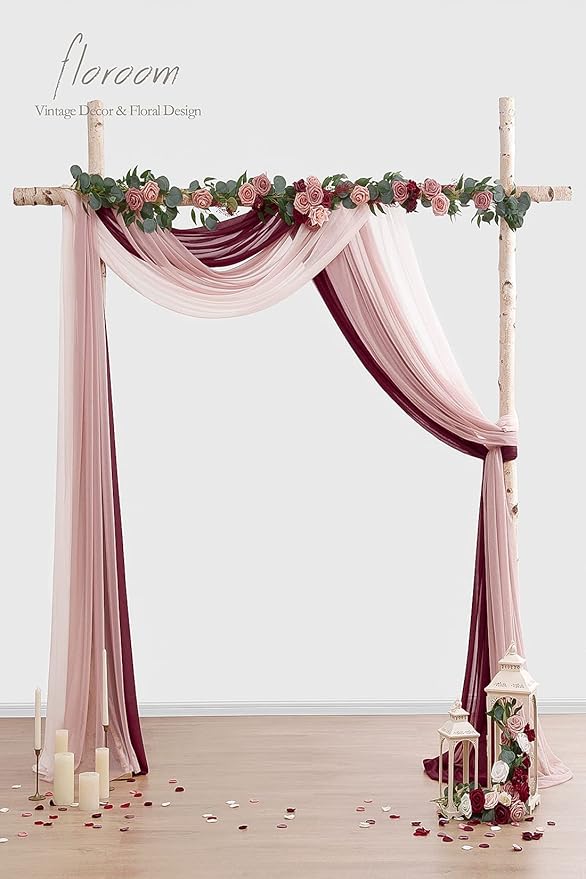 Floroom Wedding Arch Draping Fabric 3 Panels 20Ft Chiffon Fabric Drapes Arbor - Image 3