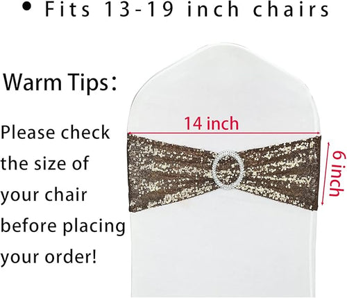 10 Pcs Sequin Chair Sashes Stretch Chair Bands Spandex Polyester Bows - Image 2