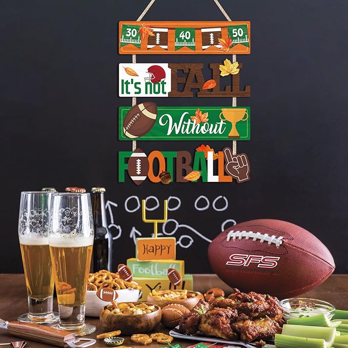 CHDITB It's Not Fall without Football Front Door Sign, Wooden Fall Football - Image 5