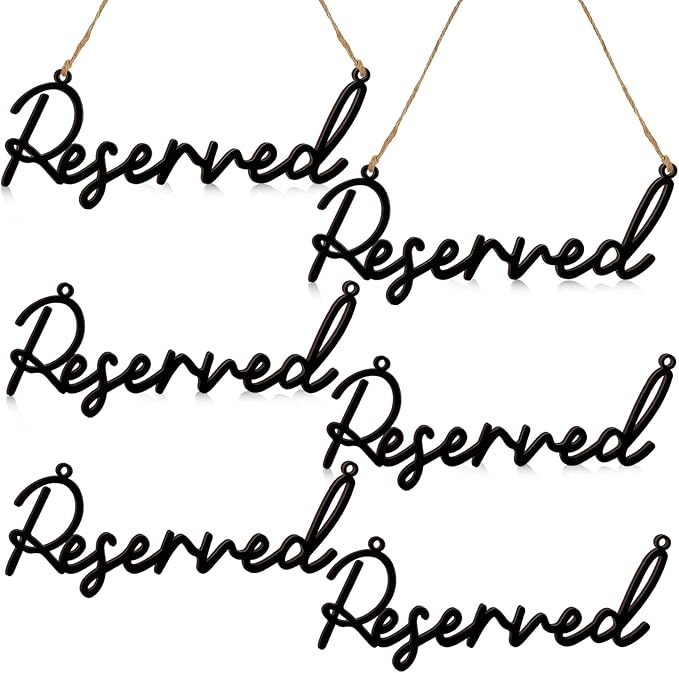 12 Pcs Reserved Seating Signs for Wedding Chairs Hanging Wooden Rustic Reserved by Yalikop