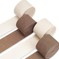 PartyWoo Brown Crepe Paper Streamers 4pcs 328ft Pack of Boho Neutral Sand White by PartyWoo