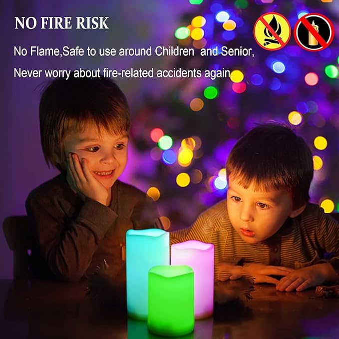 SWEETIME 3 Color Changing Led Pillar Candles - Image 5