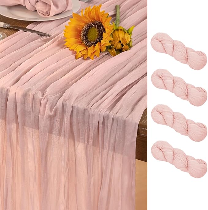 Pink Cheesecloth Table Runner 4 Pack Fall Table Runners Boho Gauze 120 Inches by DeZerlor