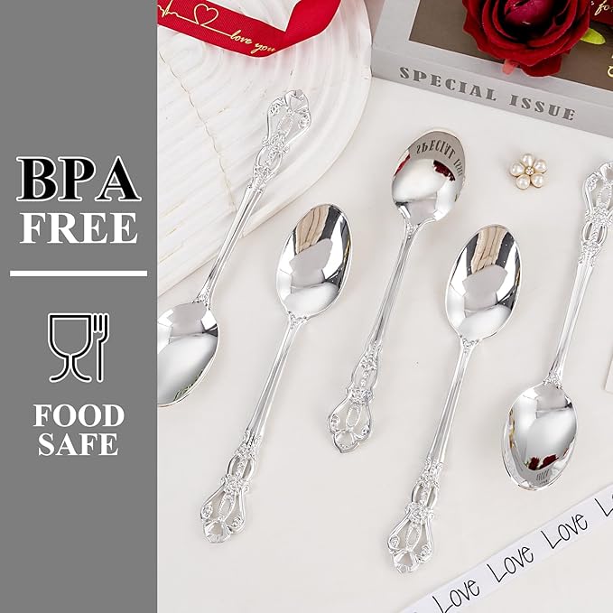 75PCS Silver Plastic Spoons - Image 7